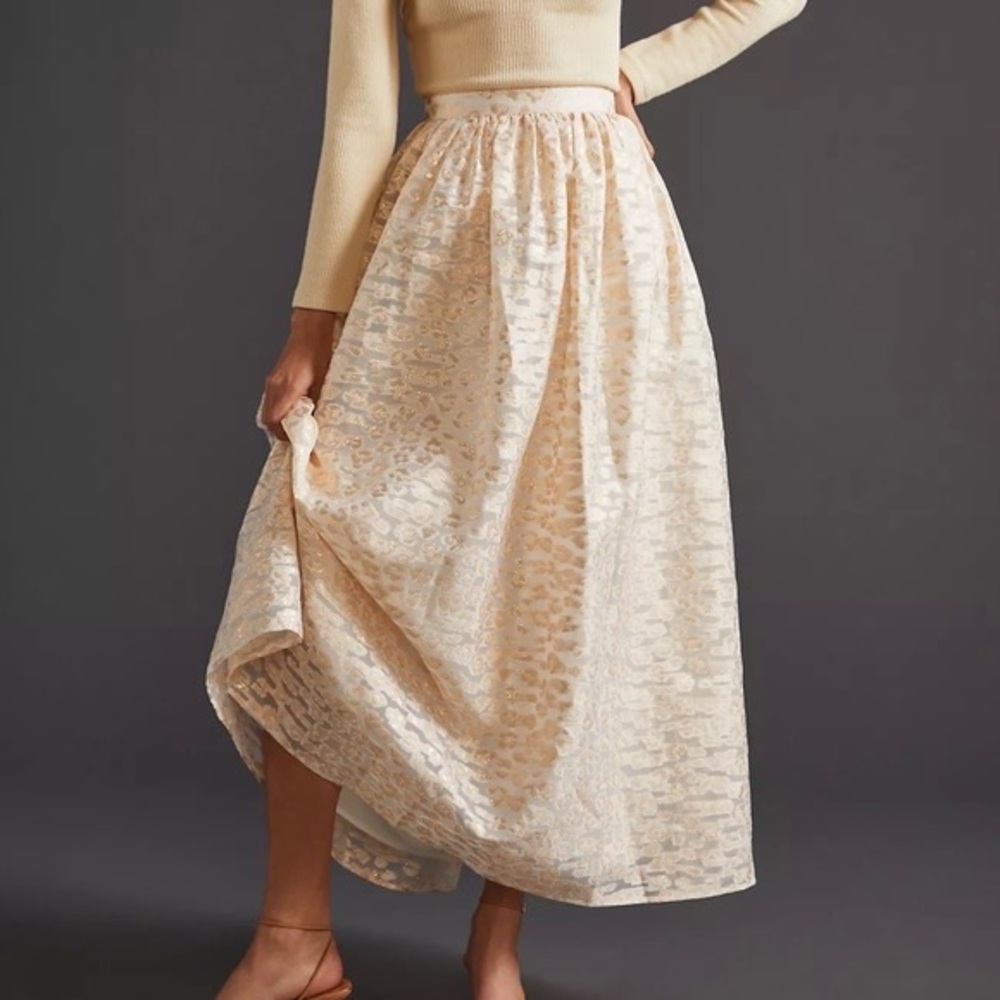 Anthropologie Pankaj & Nidhi Burnout Shimmer Skirt
